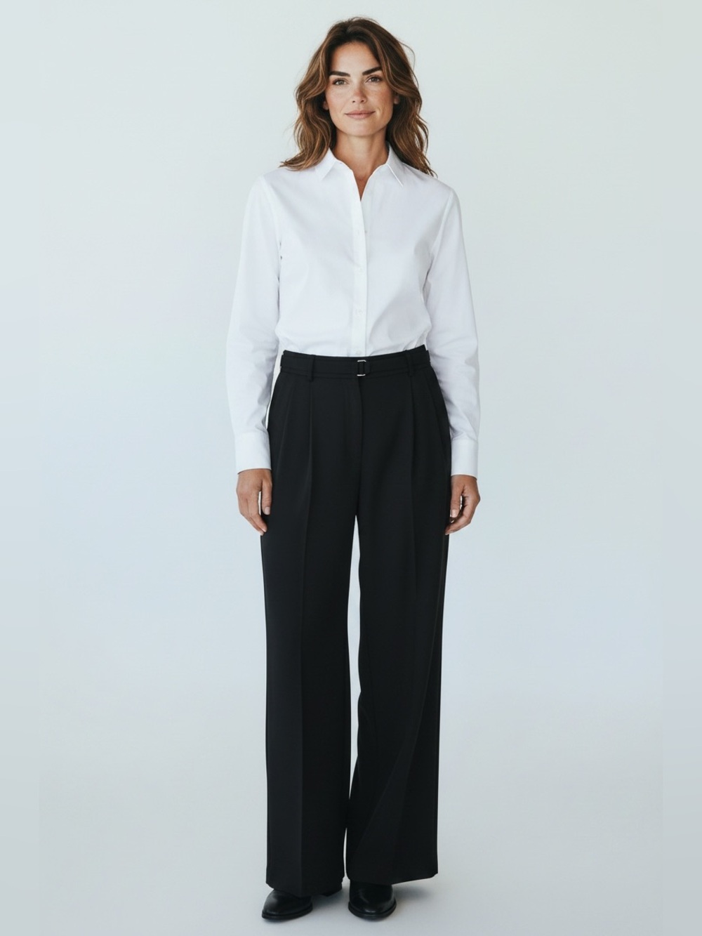 Sandro NWOT Women’s High Waisted Wide Leg Trousers W/Attached Belt, Black Size 6